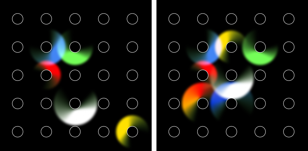 Harmony becomes spatial. Overlapping voices blend like overlapping light: a triad from three nearby nodes can feel radiant or tense depending on where you are standing.